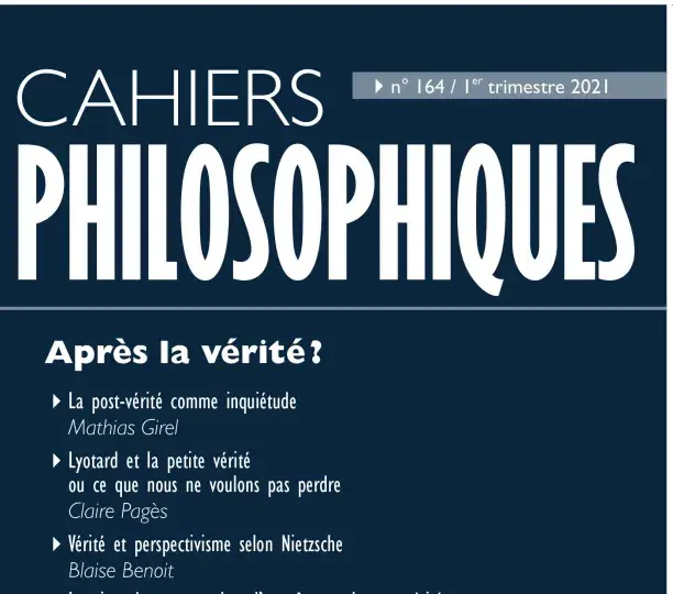 Cahiers philosophiques 2021/1 (N° 164)